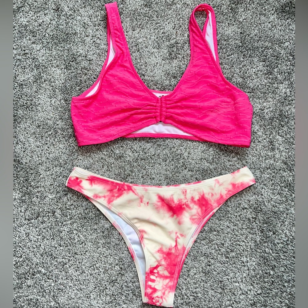 Pink Tie-Dye Swim Suit | Pink 2 piece Swim Suit Cheeky Bikini
